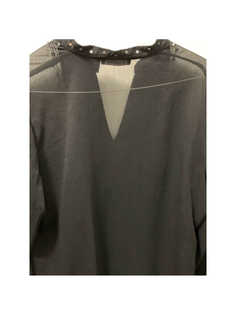 The In Shop Womens Black Top- Xl-Sleeve Sequined Blouse - Picture 3 of 6